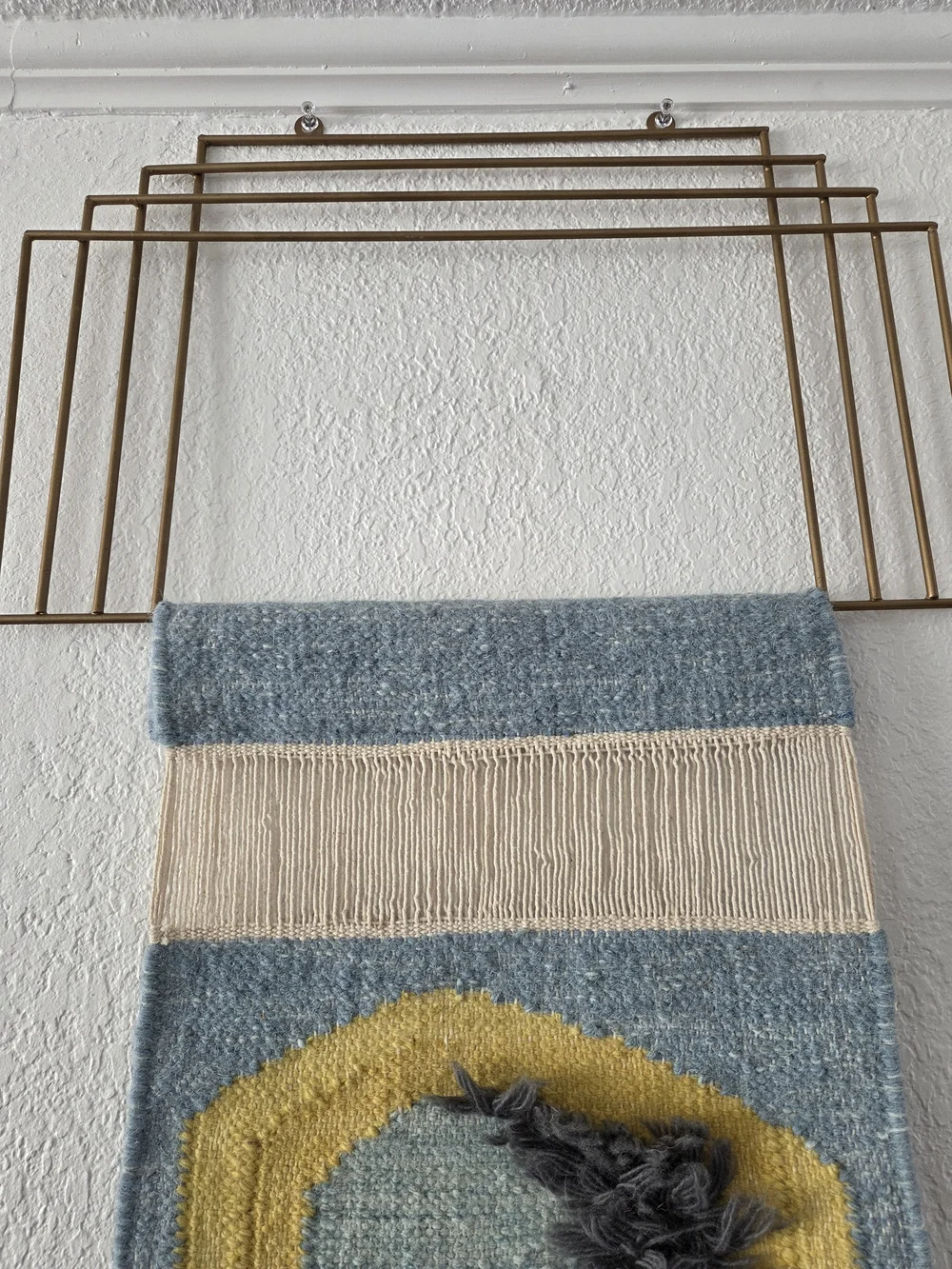 West Elm Wool Wall Tapestry Hanging w/ Brass Hanger